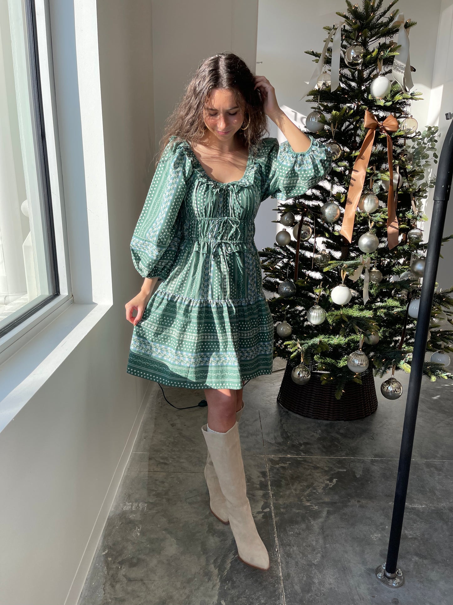 Frankie Green Print Dress