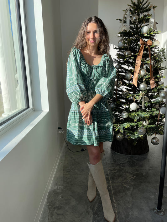 Frankie Green Print Dress